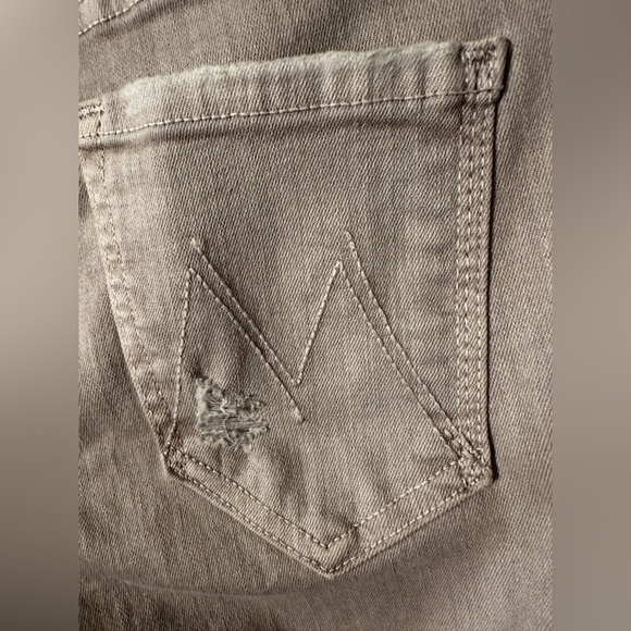 MOTHER The Looker Crop 24 Warm Taupe Beige Skinny Stretch Light Destroy MADE USA - Picture 7 of 15